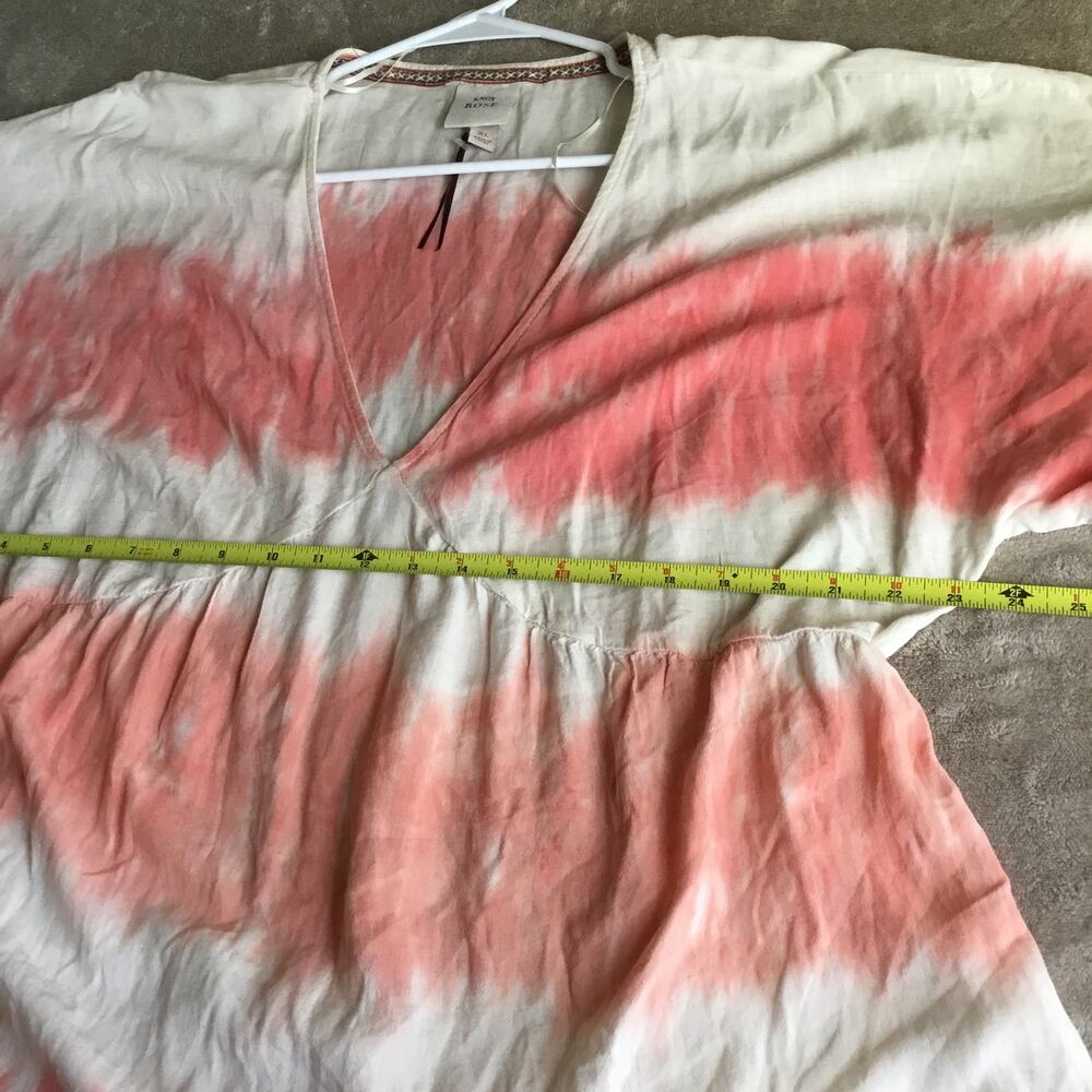 Knox Rose Tie-Dye Cream Orange Boho Style V-Neck Maxi Dress Sz XL - Picture 6 of 7